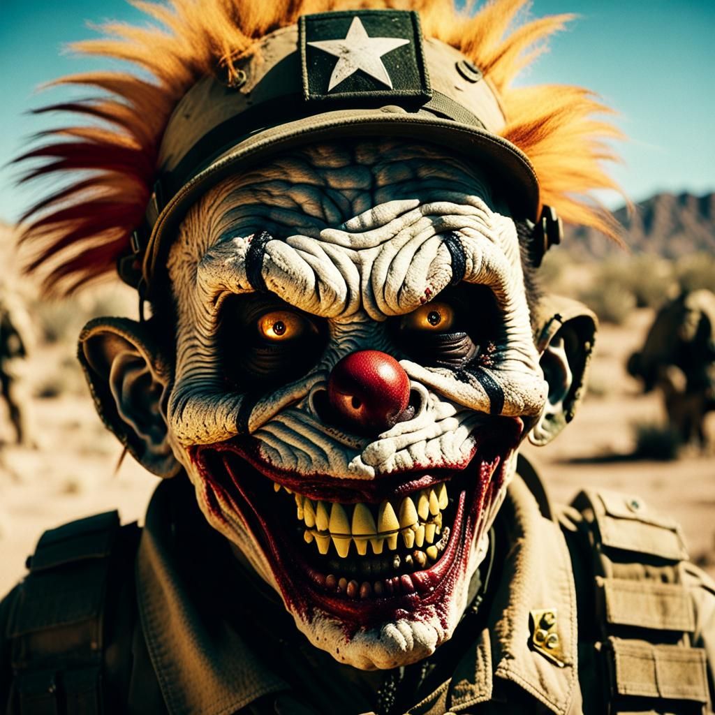 Army Medic Zombie Monkey Clown: Cinematic Film Still