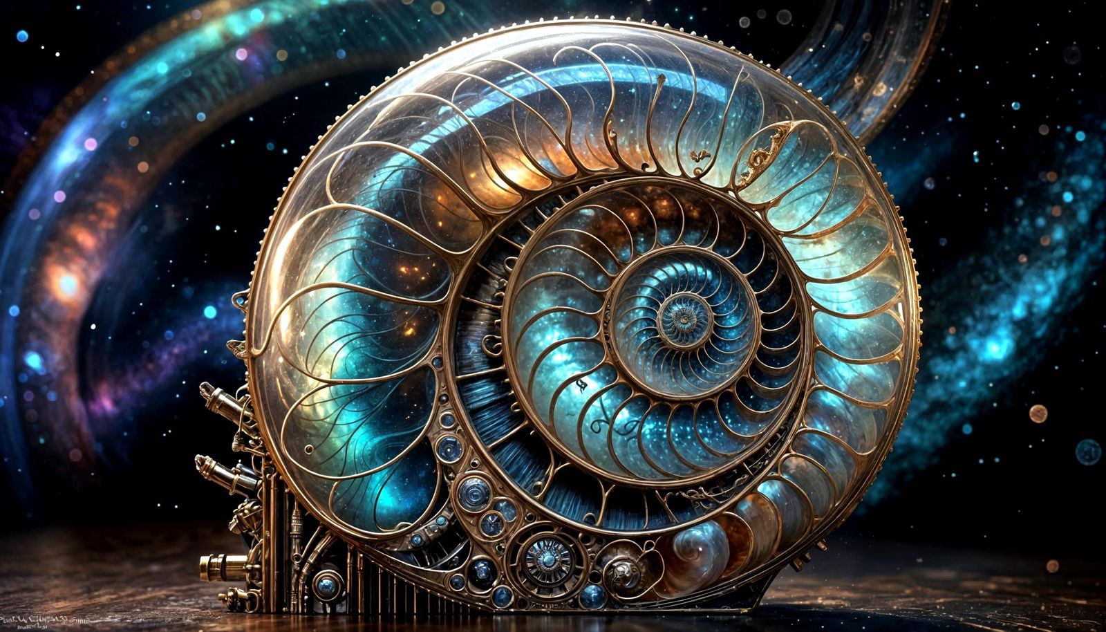 Cosmic Nautilus in Steampunk Cosmos