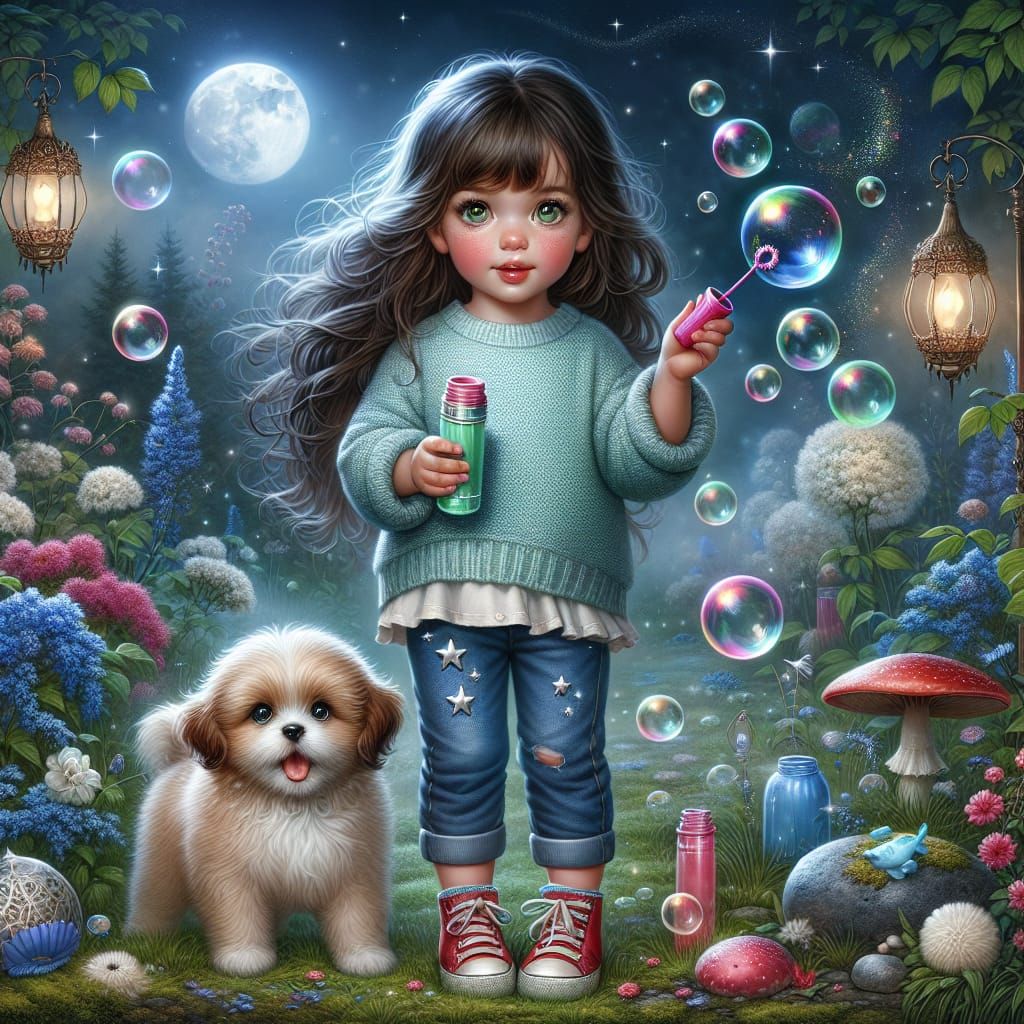 blowing soap bubbles !