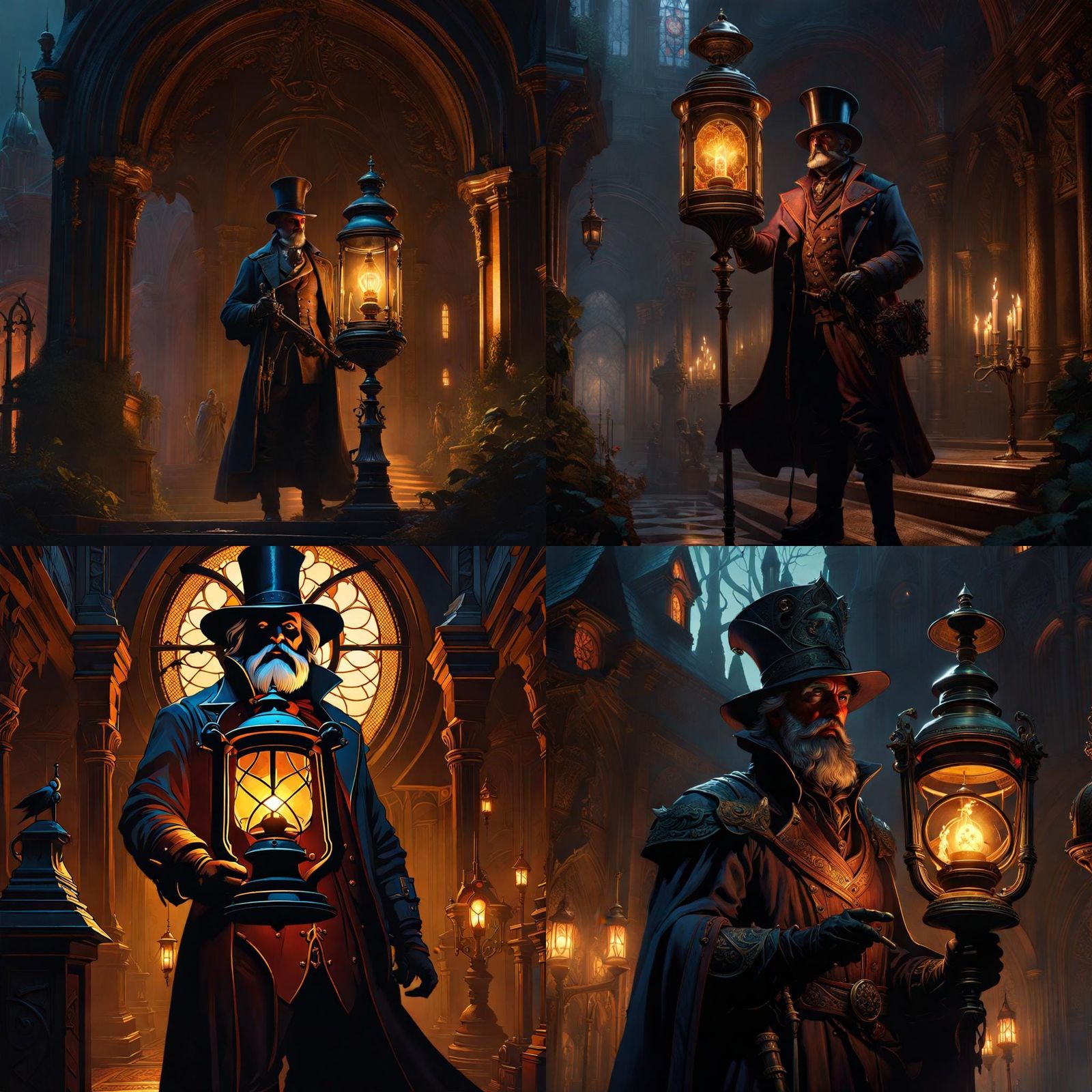Creepy Lamplighter in Dark Fantasy Style