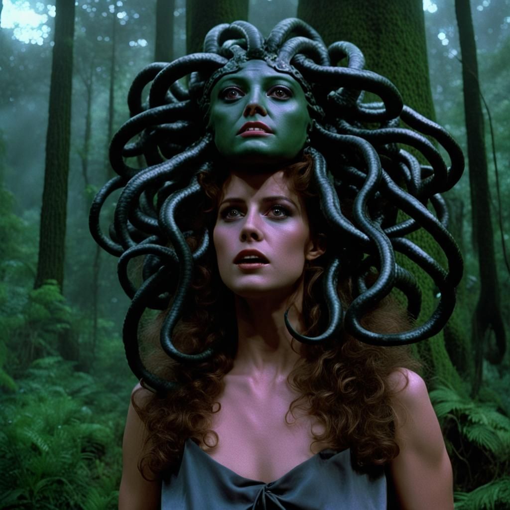 Medusa Head in 80s Dark Fantasy Style