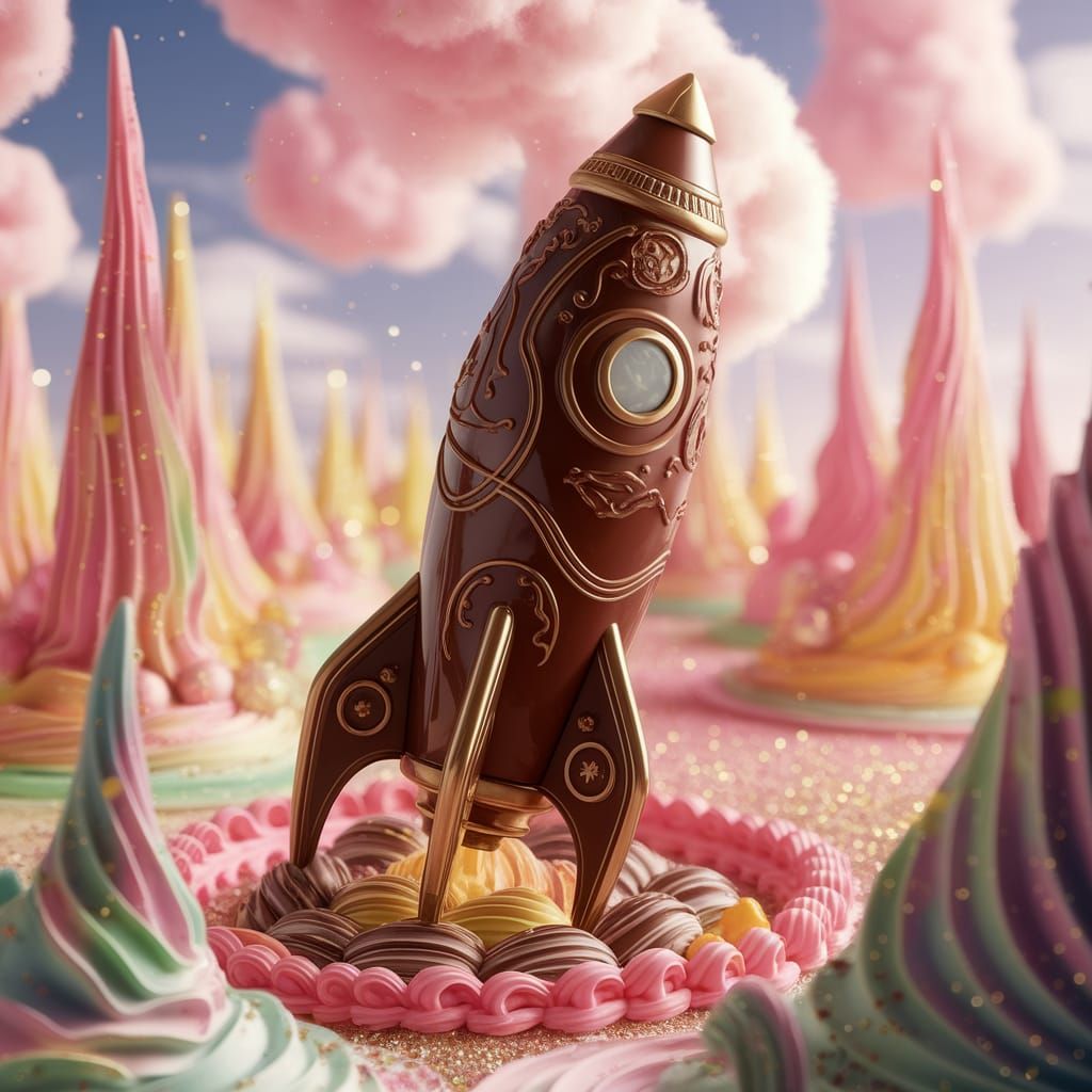Chocolate Rocket Lands in Candy Cake World