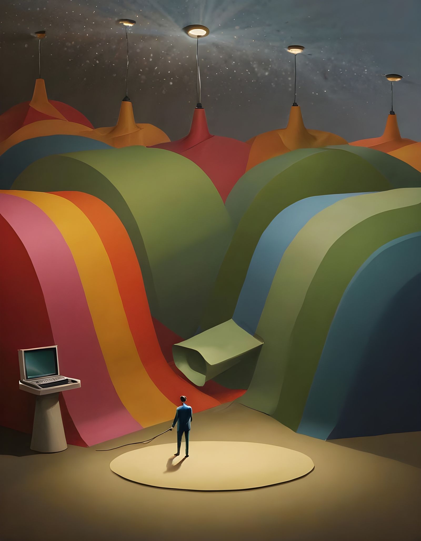 Dapper Figure Basks in Spotlight Splendor