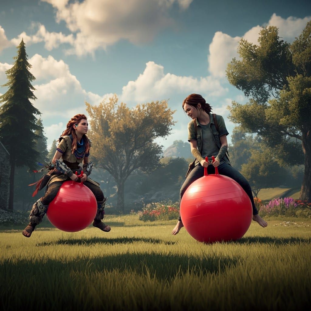 Aloy and Ellie Play on Hippity Hop Balls