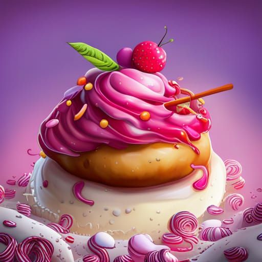 Cupcake Witch Rides Broom Through Donut Land