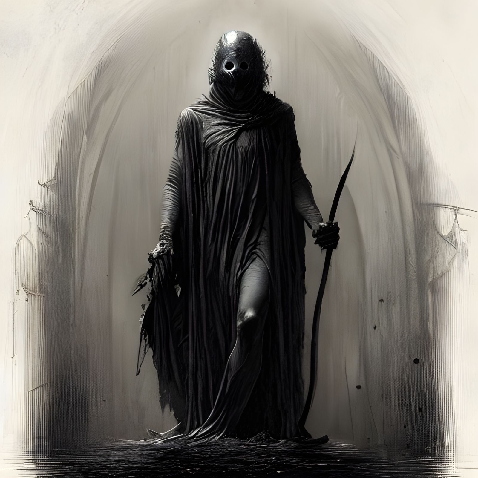 Grim Horror Scene Inspired by Doré and Rutkowski