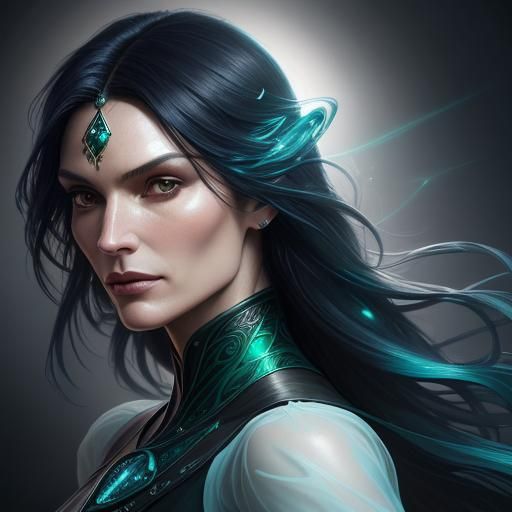 Ethereal Woman Portrait with Art Nouveau Details