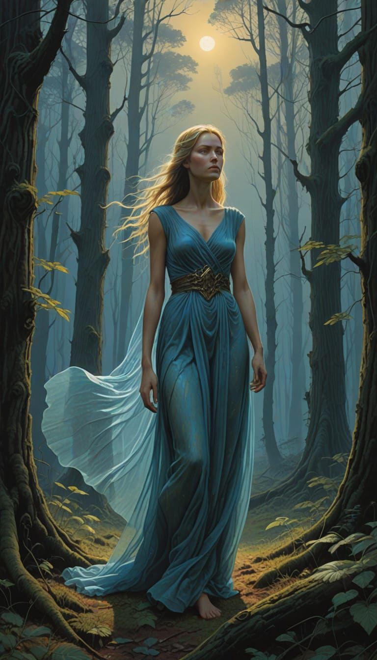 Serene Mystic in an Ethereal Forest