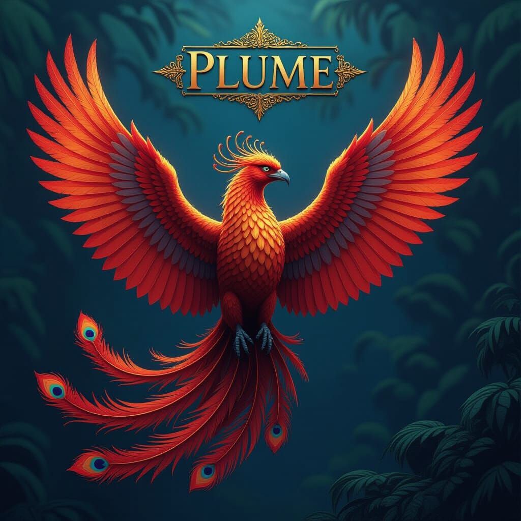 Majestic Phoenix Matte Painting with "PLUME" Text