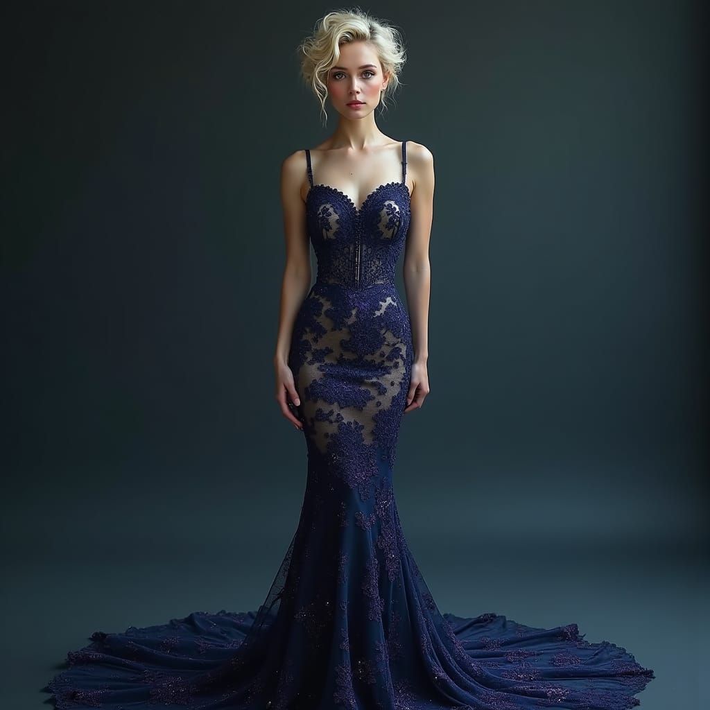 Ethereal Woman in Vintage Gown, Fantasy Matte Painting