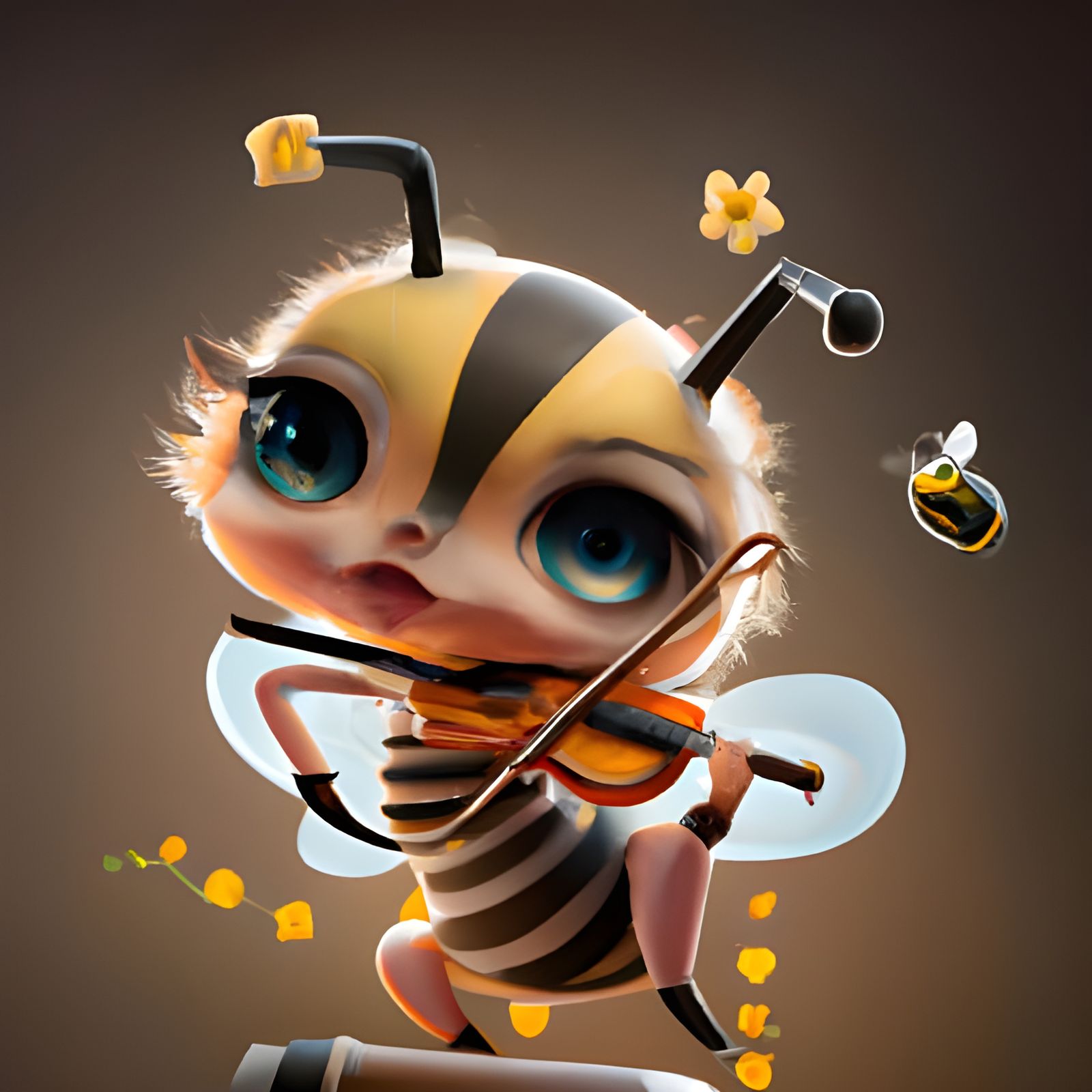 Chibi Bee Violinist: Pixar Animation Style