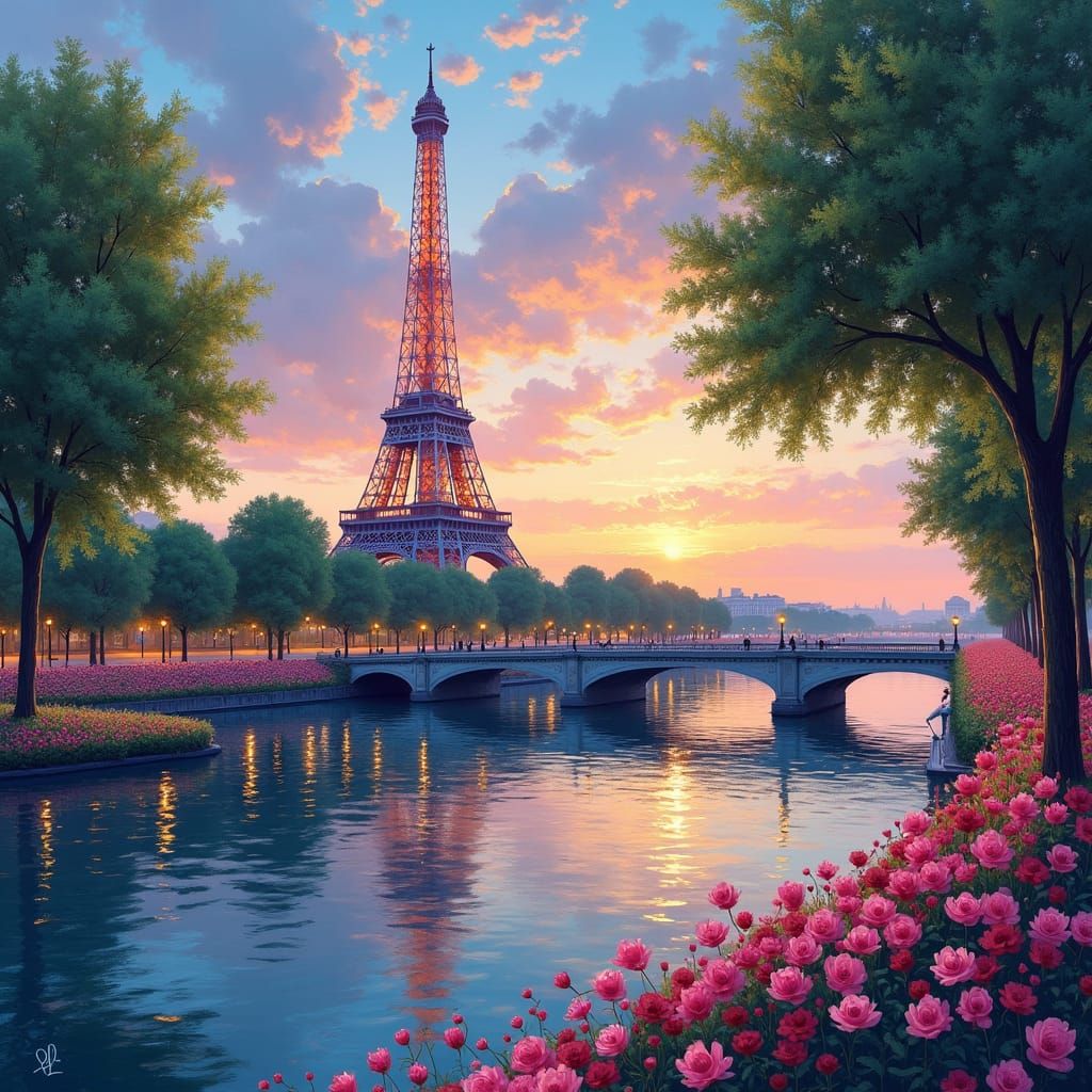 Paris Olympics: Impressionist Summer Evening by Eiffel Tower