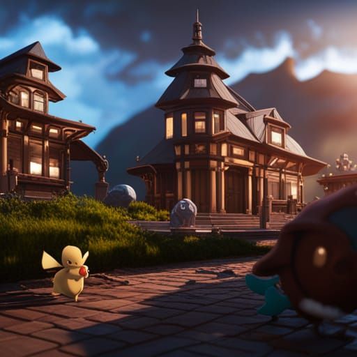 Detailed Pokemon Matte Painting in Deep Color