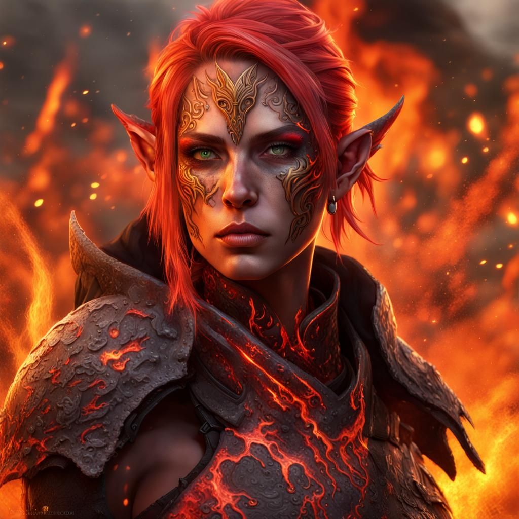 Female fire elf warrior