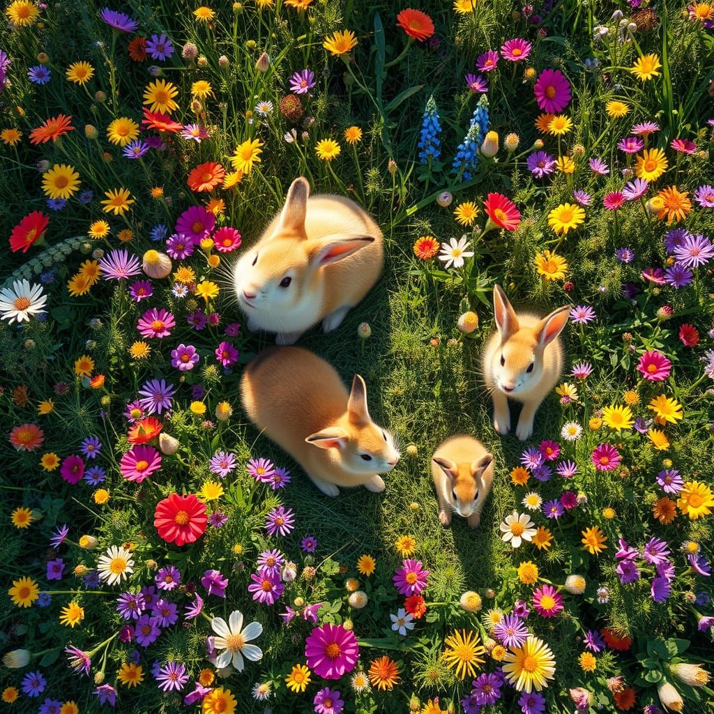 Aerial View of Vibrant Wildflower Meadow