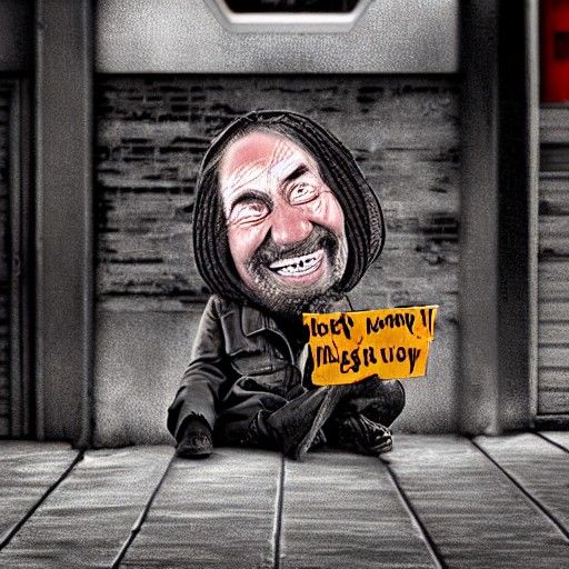 Homeless Man Receives Money in Alley: Photorealistic 8K