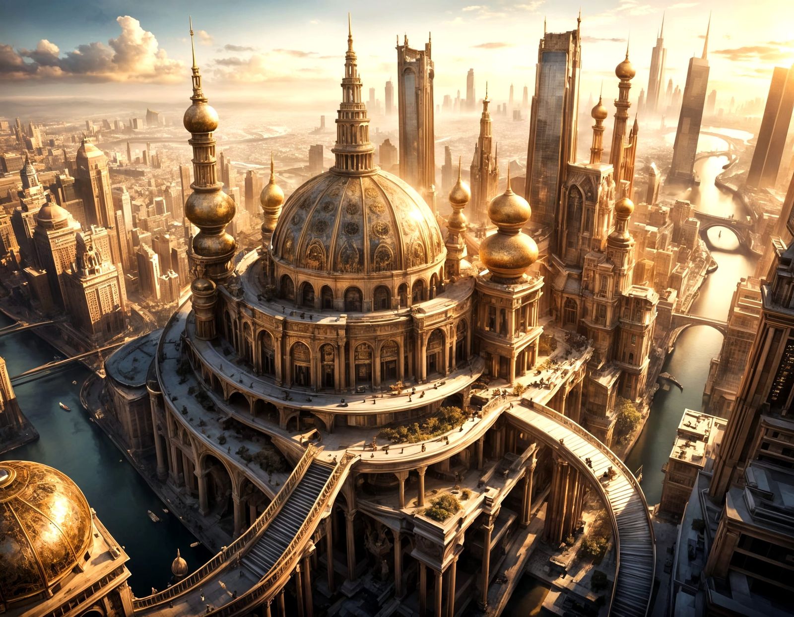 Surreal Cityscape Built from Musical Instruments Radiates Go...