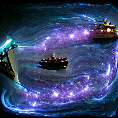 Ship Navigating a Galaxy Portal