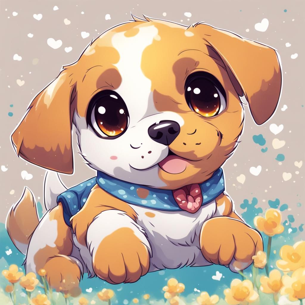 Cute Dog in Anime Key Visual Style