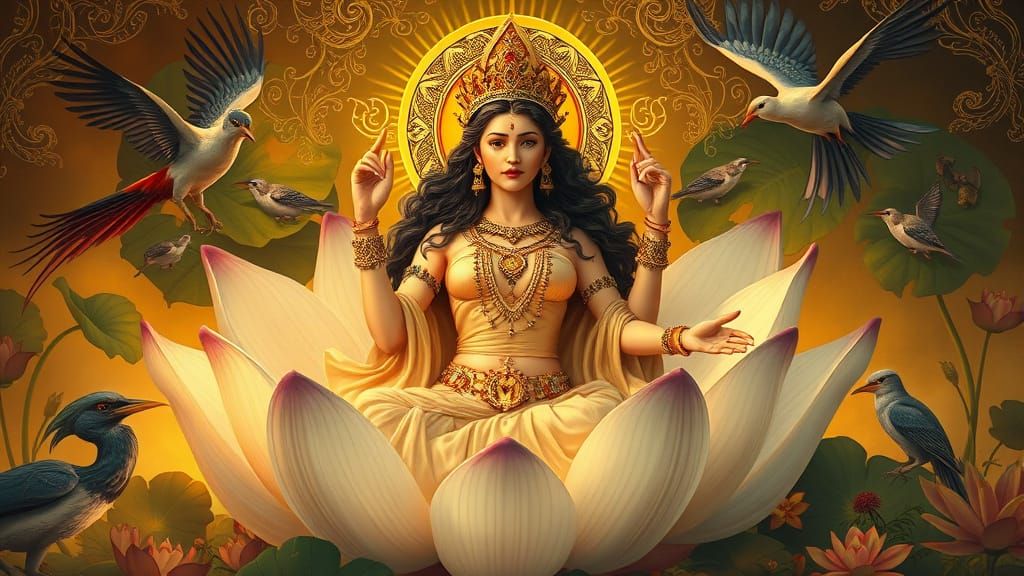 Goddess of Fertility Emerging from Lotus Flower