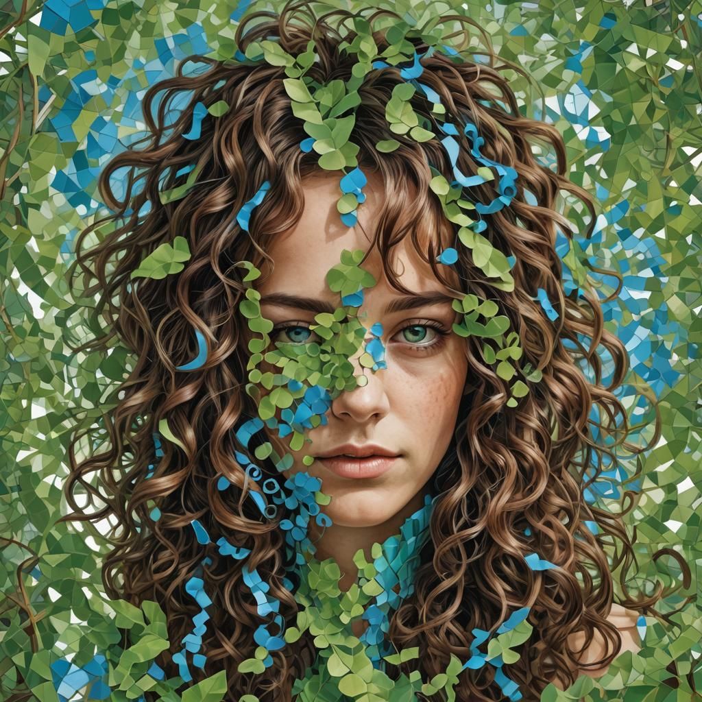 Pop Art Portrait: Young Woman in Earth Tones