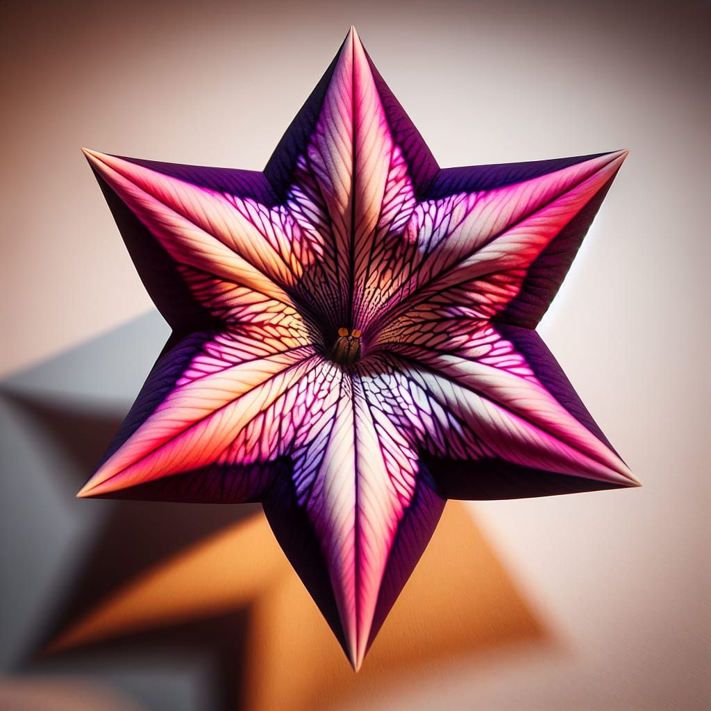 Anamorphic Star-Shaped Petunia Flower with Ethereal Glow