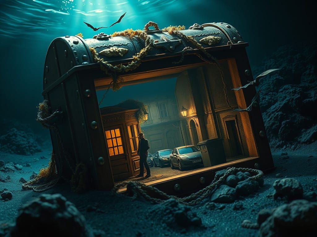 Enchanted Seabed Chest in a Hyper-Realistic Underwater World