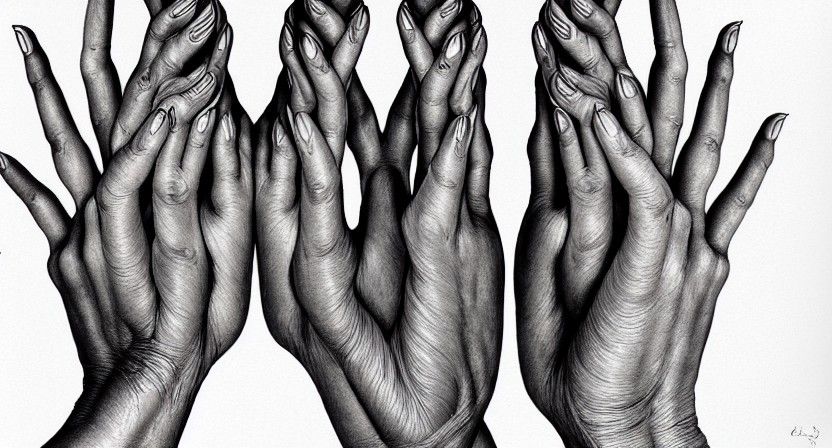 Hyperdetailed Hands Drawing Art in Moebius Style