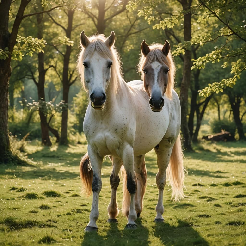 White Horse in Grassland: Wildlife Photography