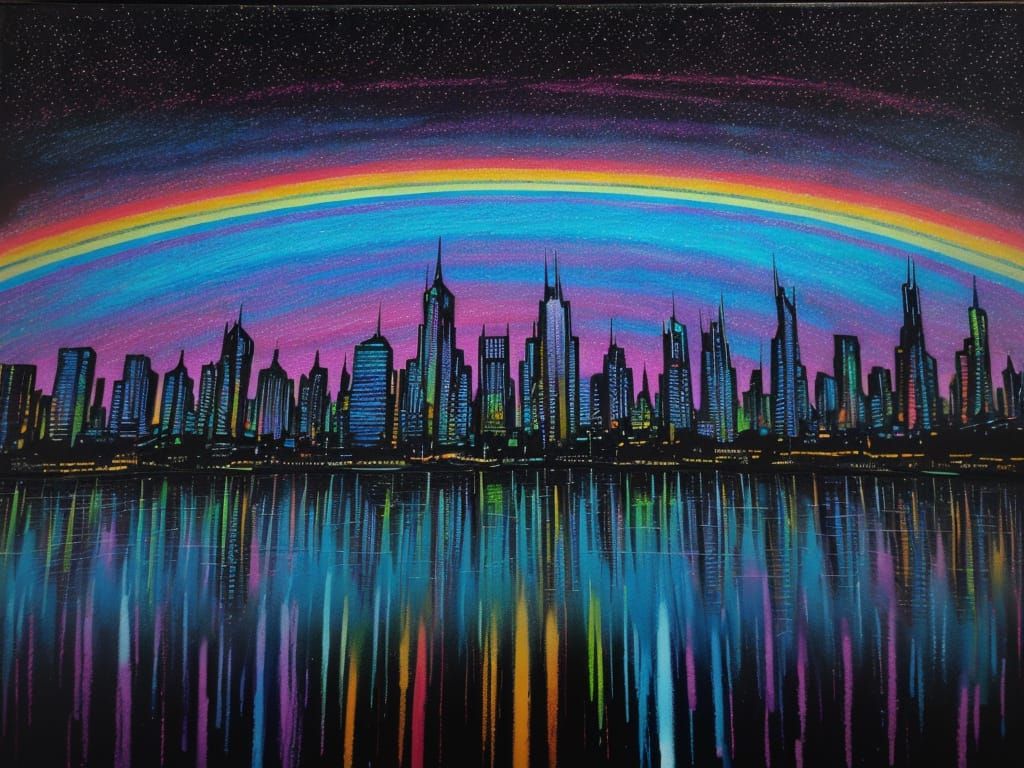 City of Mirrors Reflecting Rainbow Light