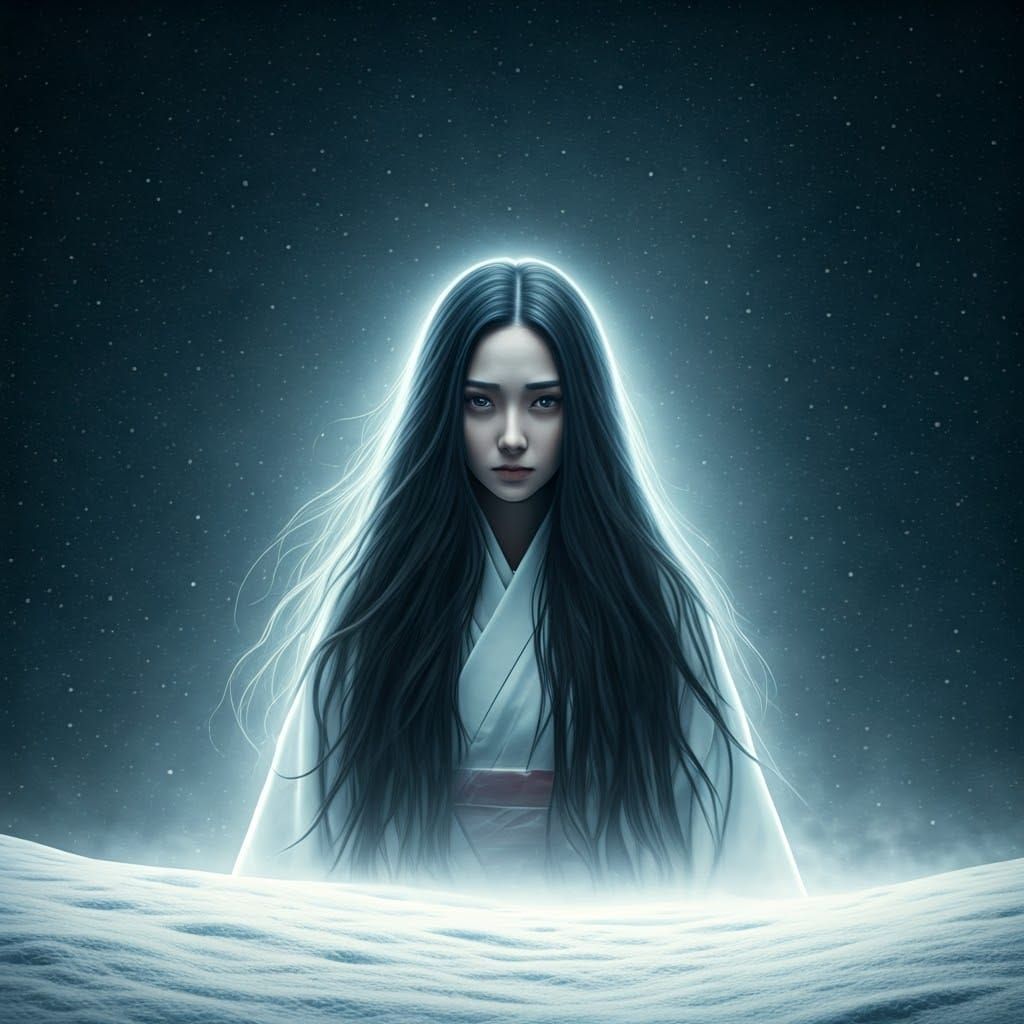 Ethereal Portrait of Yuki Onna in Blizzard