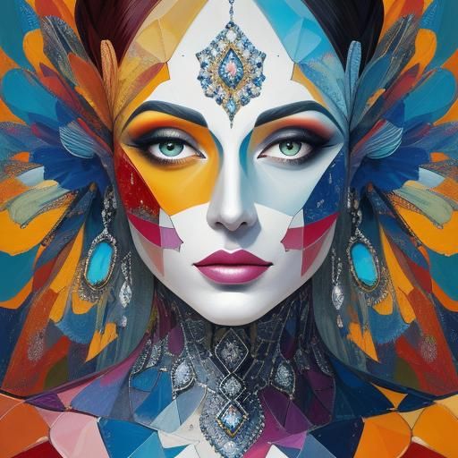 Giant Woman's Face Pushing Through Diamond Painting