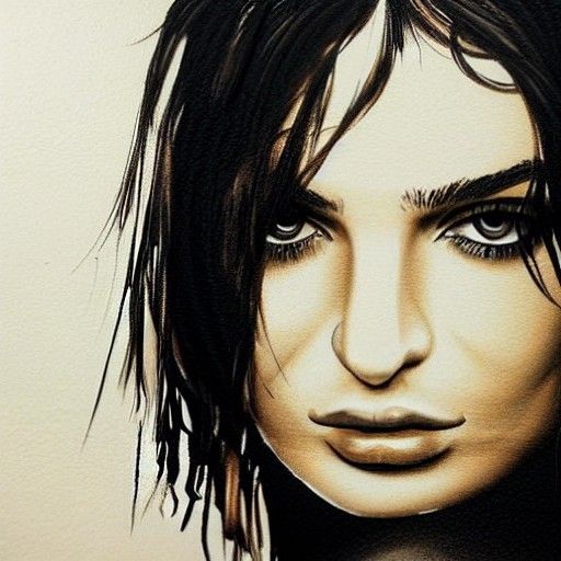 Emily Ratajkowski Portrait in Mixed Media Style