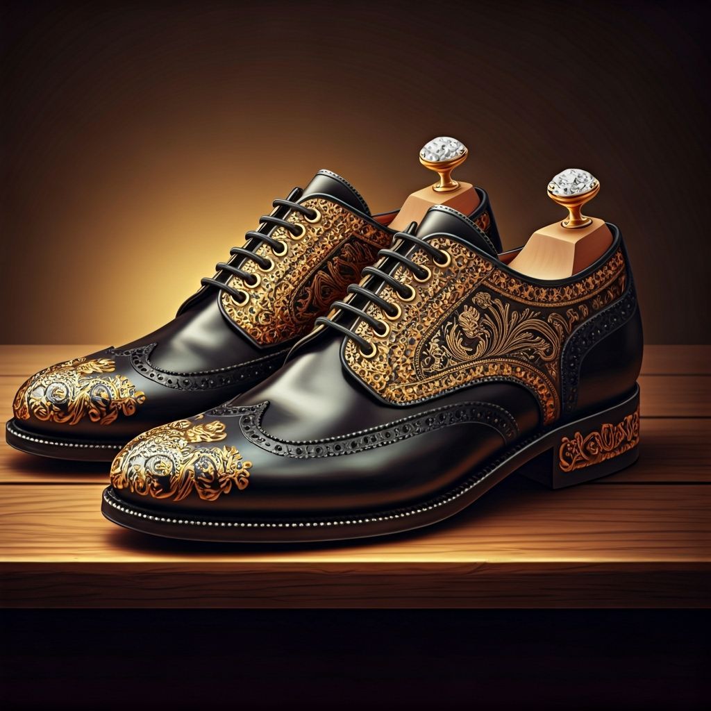 Majestic Royal Rabbinic Shoes with Gold and Silver Details