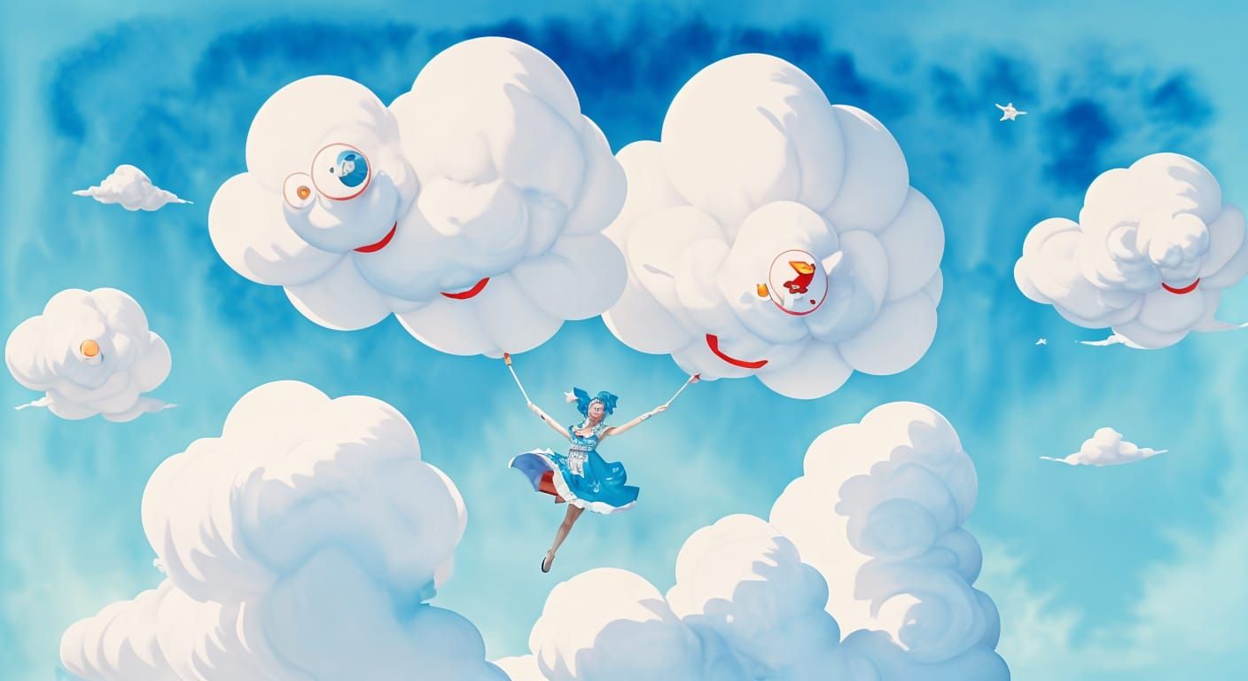 Whimsical Joyful Celebration in the Clouds