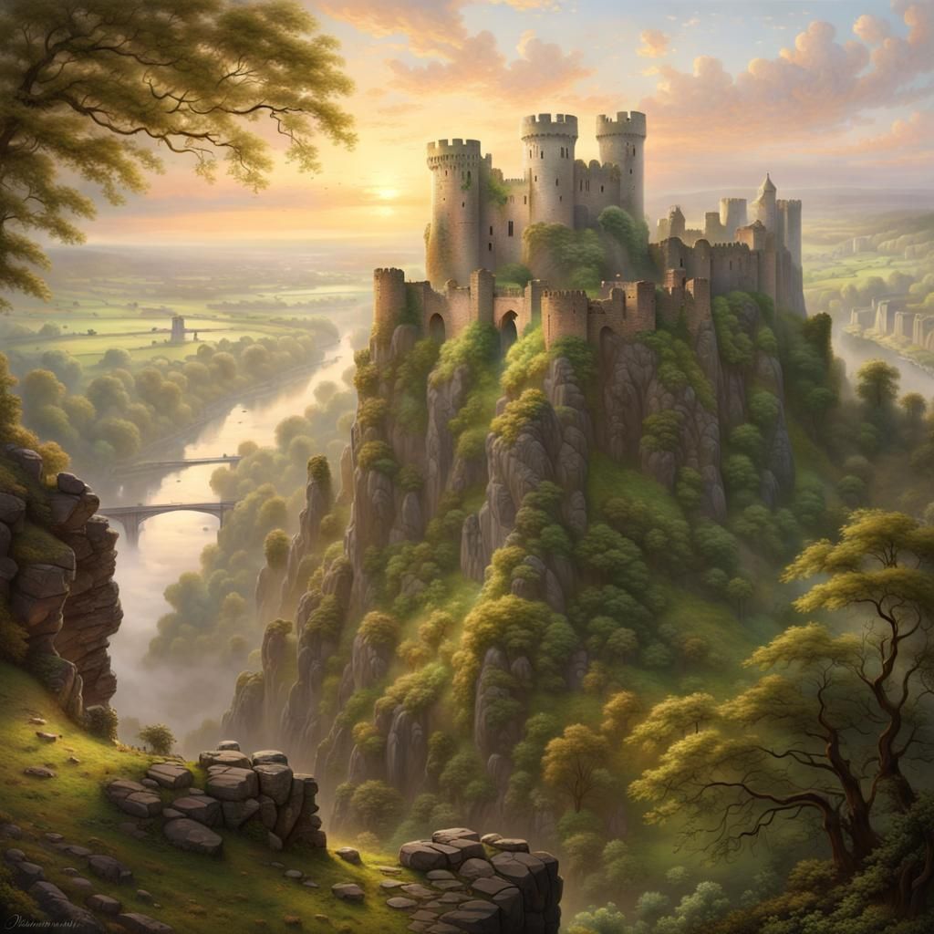 Chepstow Castle overlooking Welsh countryside