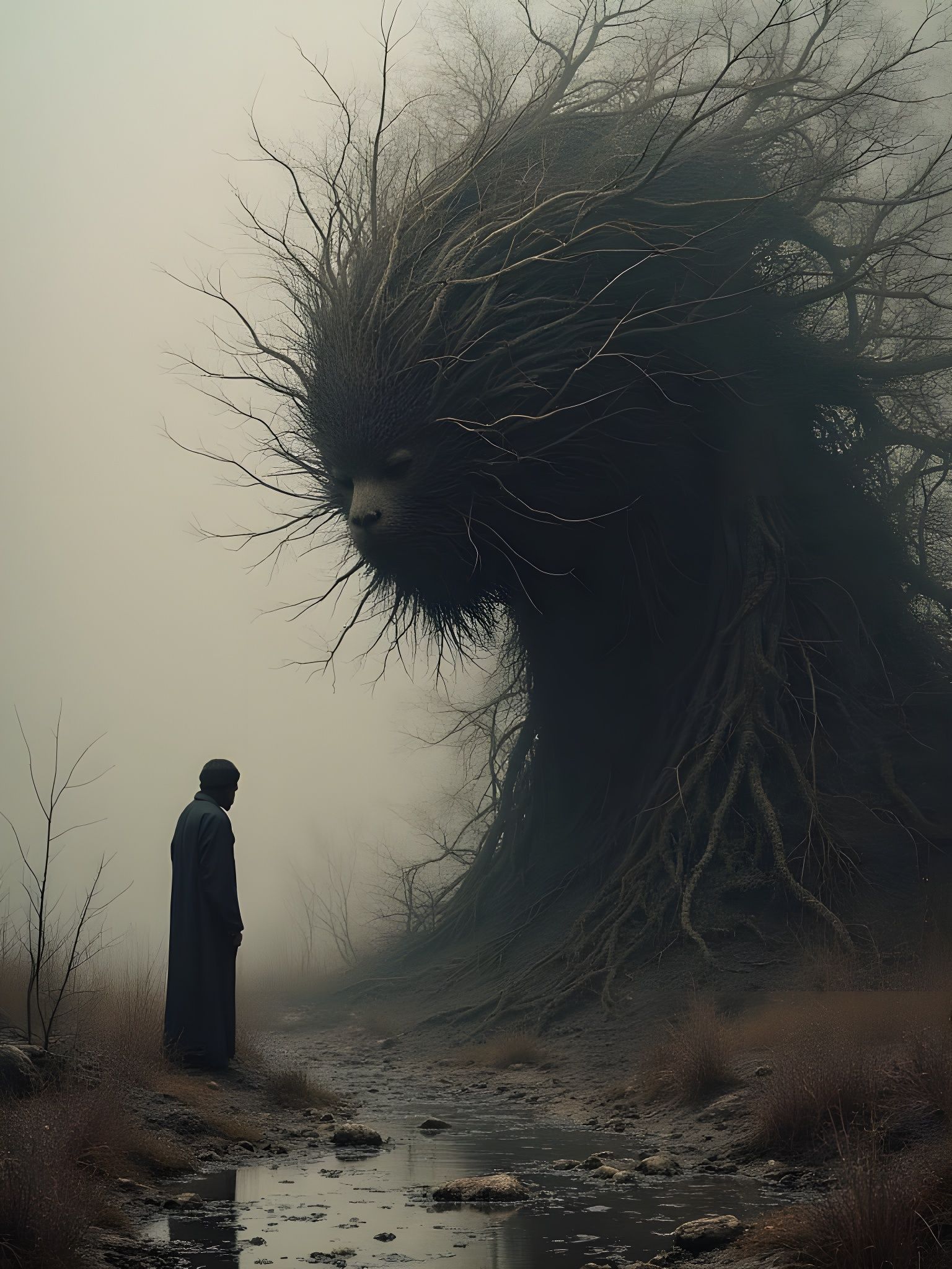 Abstract Fractal Pattern in Black and White