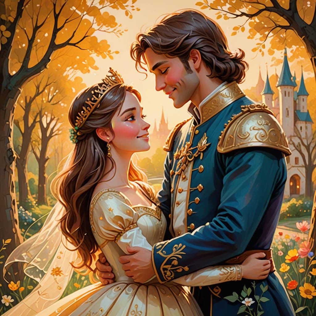 Whimsical Prince and Princess in Golden Light