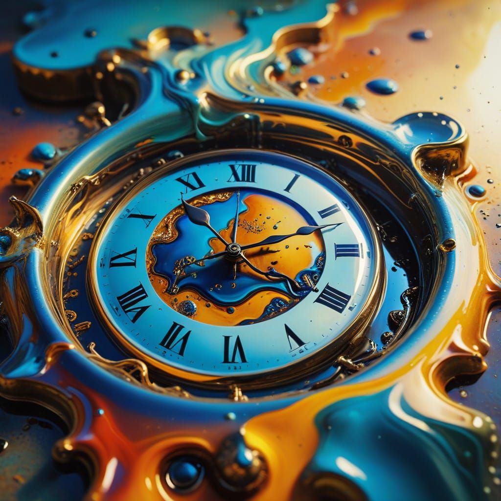 Surreal Melting Clock Macro Photograph