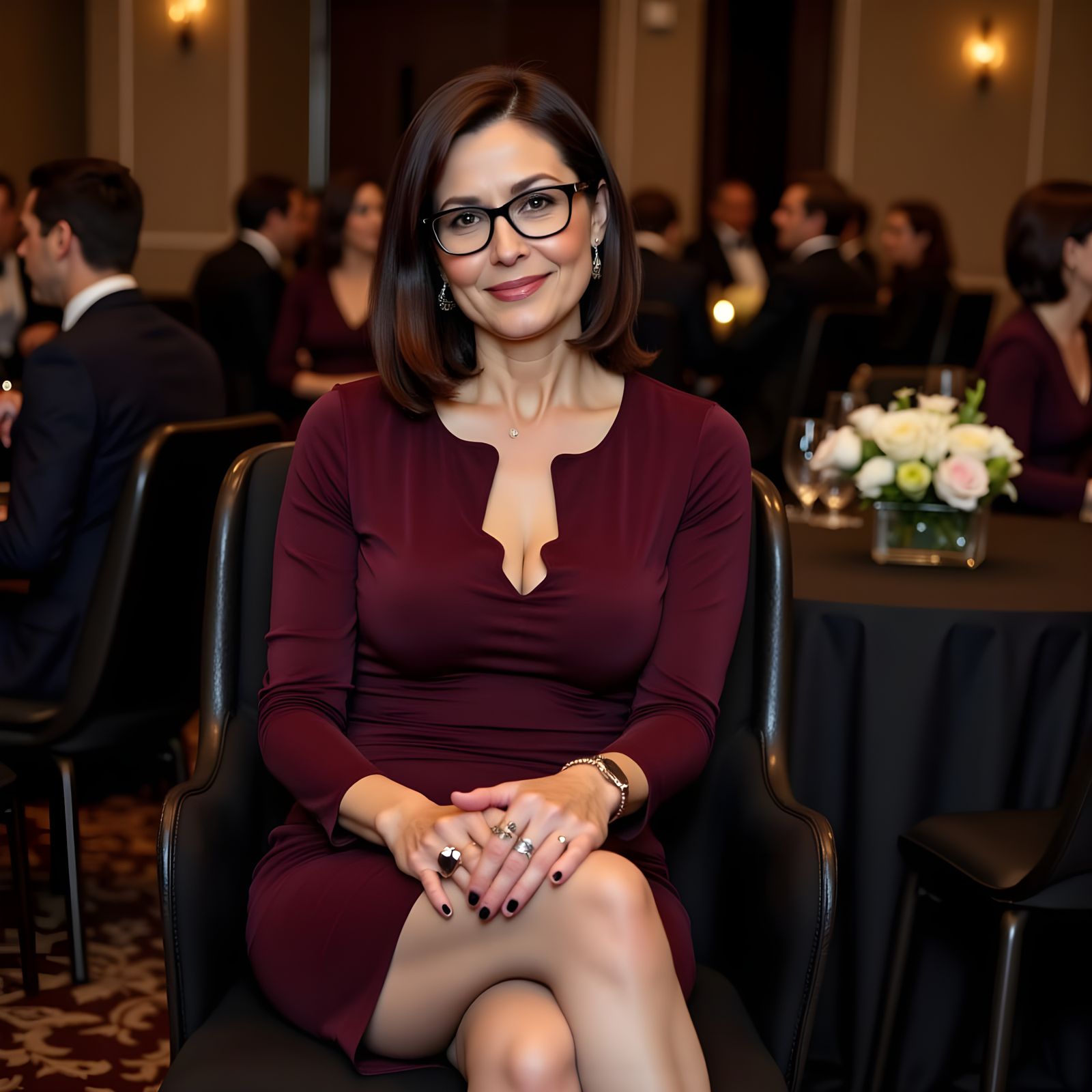 Elegant Woman at Banquet in Muted Tones