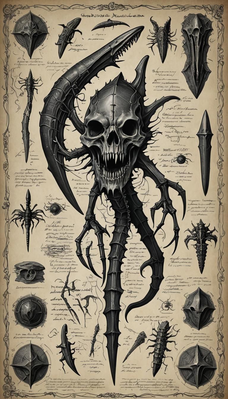 Lovecraftian Blueprint: Anatomical Horror Drawing