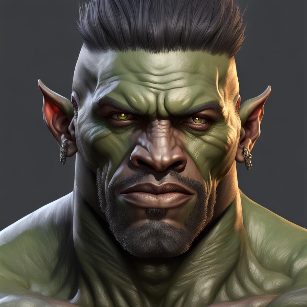 Detailed Half-Orc Barbarian Portrait
