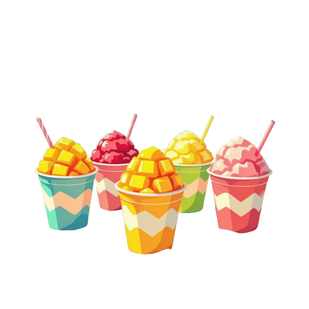 Colorful Shaved Ice Cups on a Sunny Day