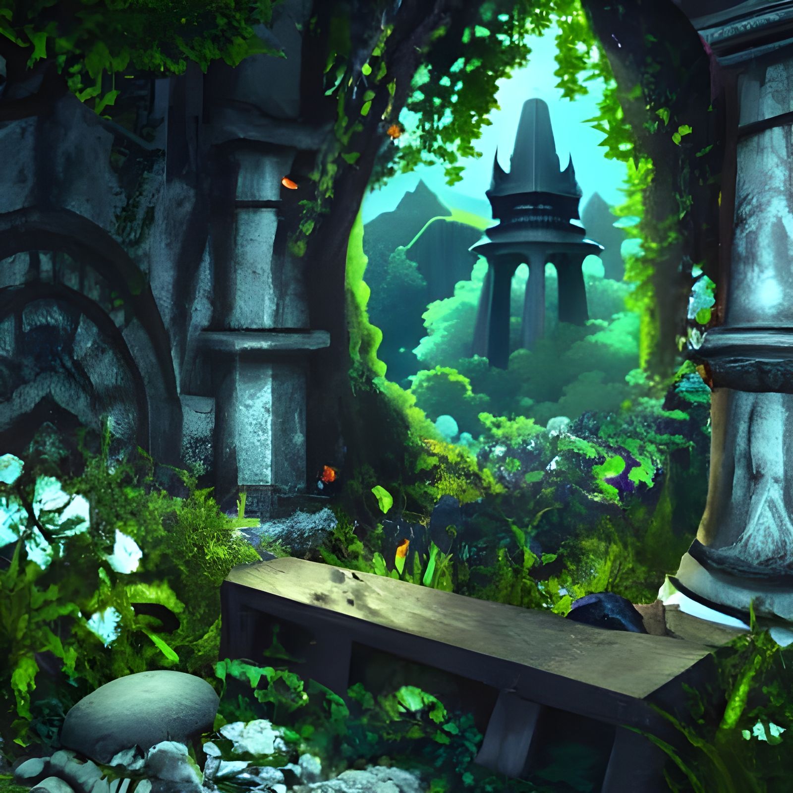 Verdant Garden Amidst Dark Ruins: Anime Still