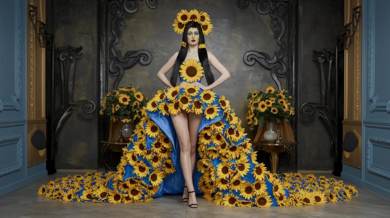 Sunflower Gown: A Haute Couture Fashion Image
