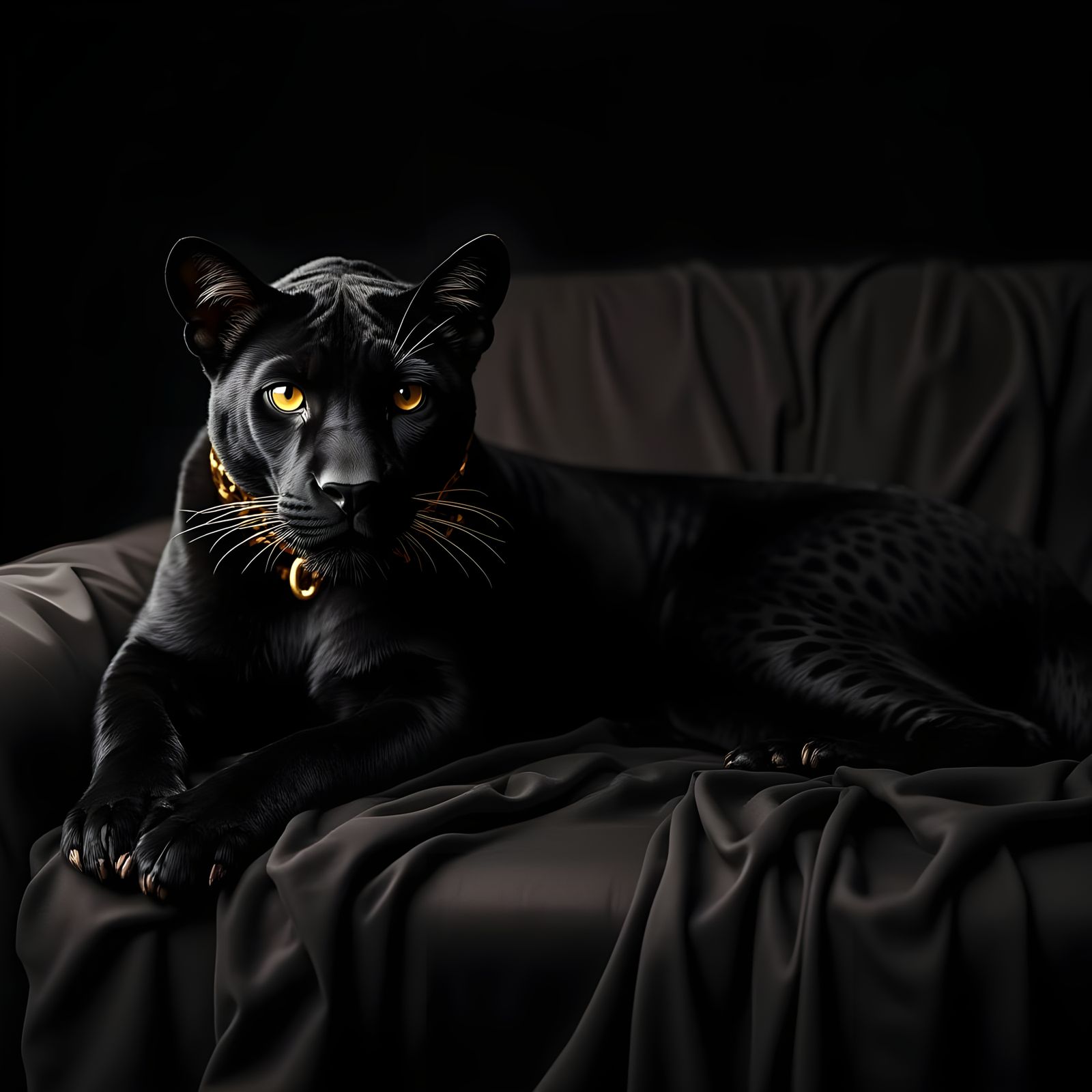 Regal Black Jaguar in Luxurious Digital Painting