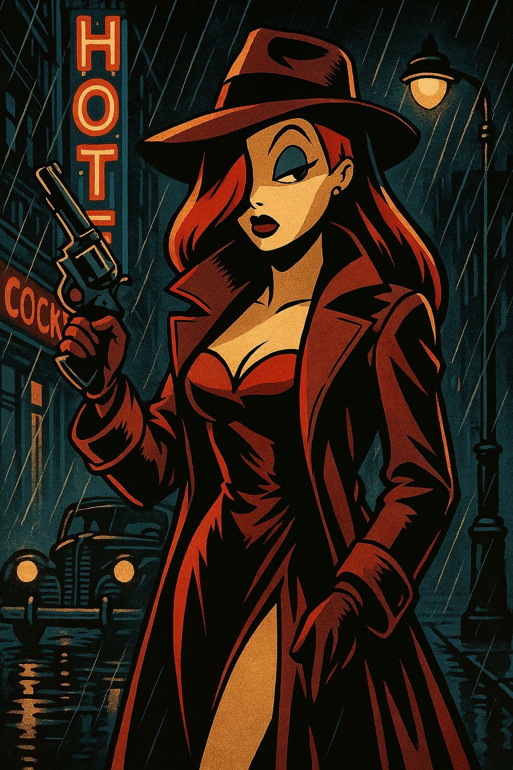 Jessica Rabbit: Noir Detective in Pulp Comic Style