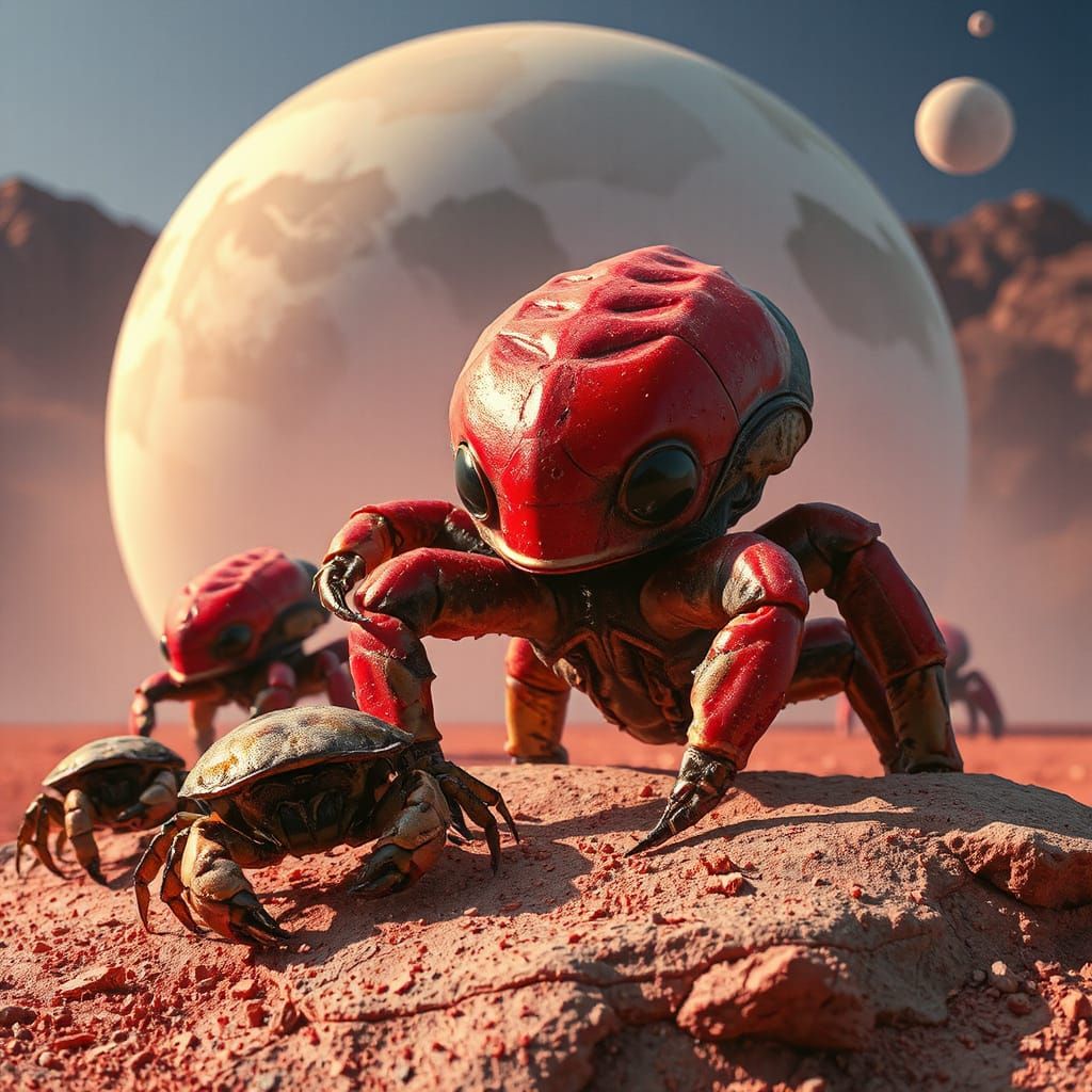 Mystical Exoplanet with Coconut Alien Creatures