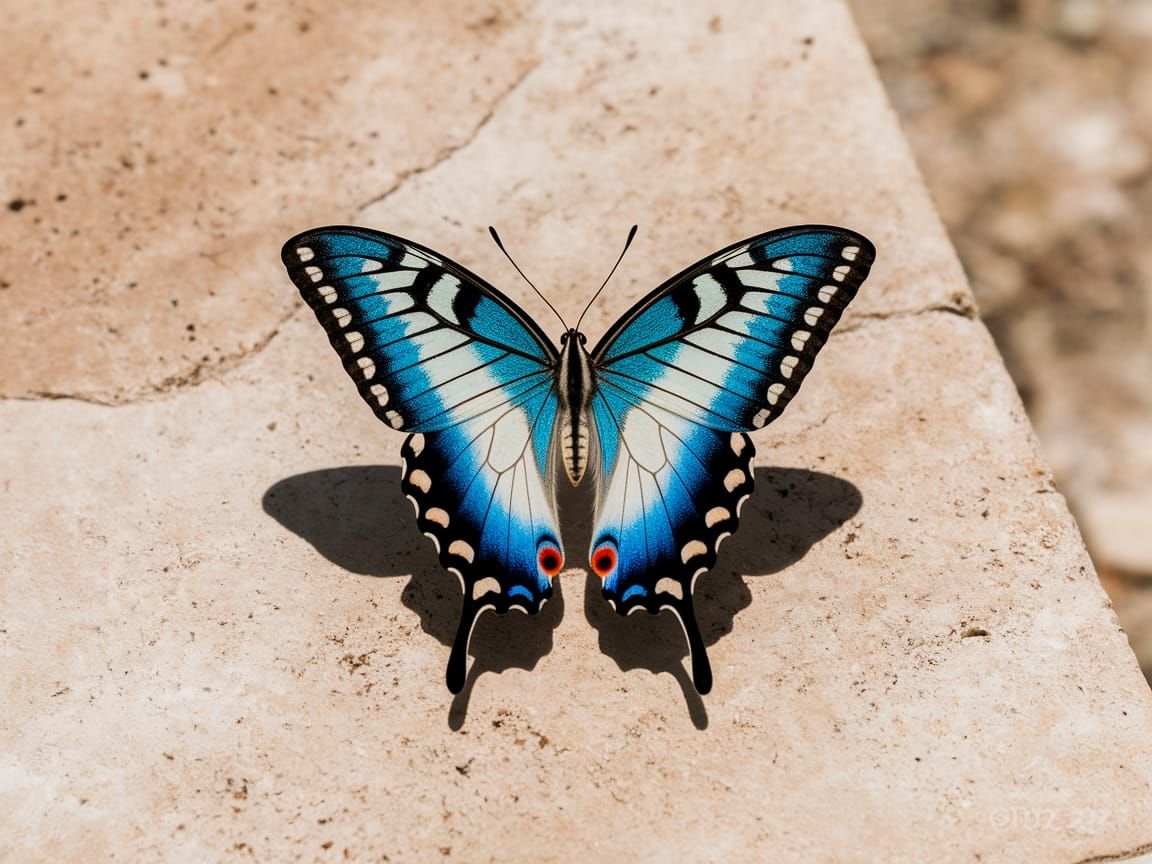 Butterfly on Stone: High-Quality Close-Up