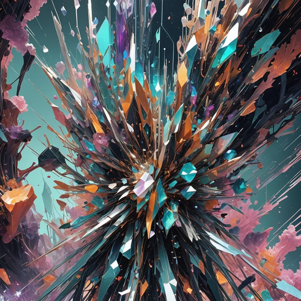 Bio Art Experimentation in Glitchcore Crystalline Realm